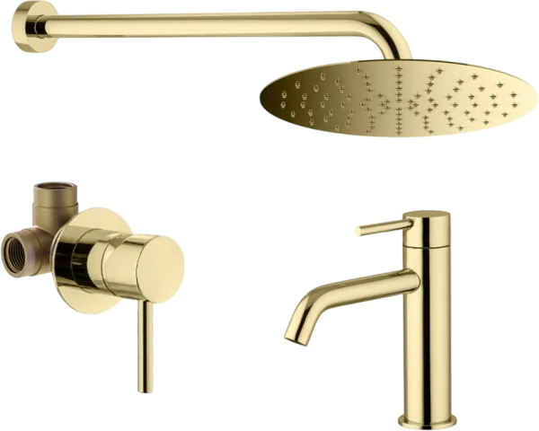 Комплект для ванной Plumberia Selection Ixo KITXO01OR53 С ВНУТРЕННЕЙ ЧАСТЬЮ, золото 24к Sancos — Оригинал