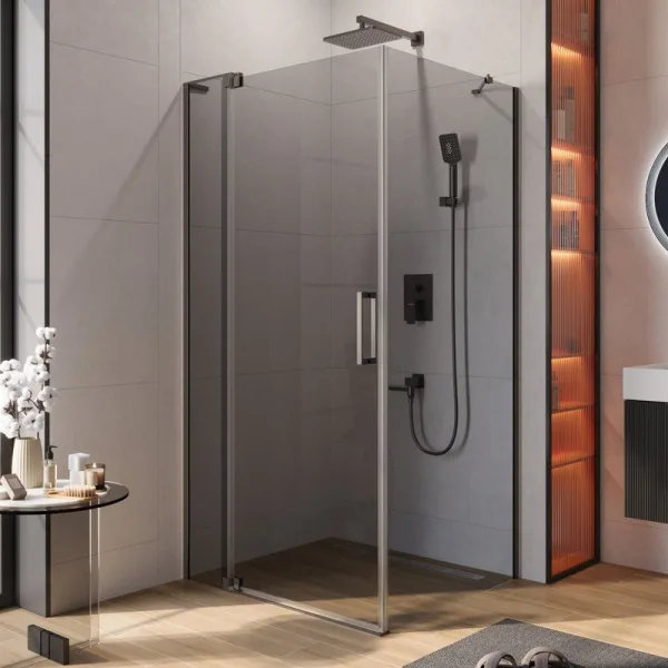 Душевой уголок Cezares Slider AH 1 100-90/100 GRIGIO GM профиль оружейная сталь, стекло серое Sancos — Оригинал