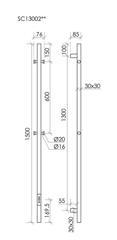 Полотенцесушитель электрический Sancos Linn 150x3 I-образный, хром, SC13002CH Sancos — официальный сайт