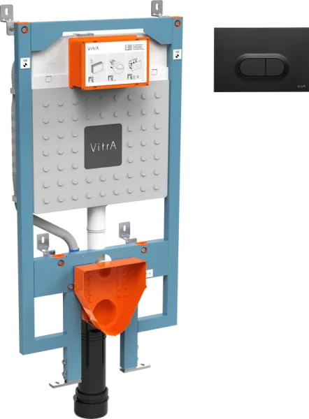 Система инсталляции для унитазов VitrA V8 768-5800-01, с кнопкой смыва 740-0511 черной матовой Sancos — Оригинал