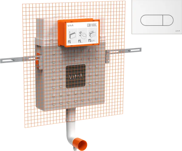 Смывной бачок скрытого монтажа VitrA V12 762-1740-01 + Кнопка смыва VitrA Root Square 740-2200 белая Sancos — Оригинал