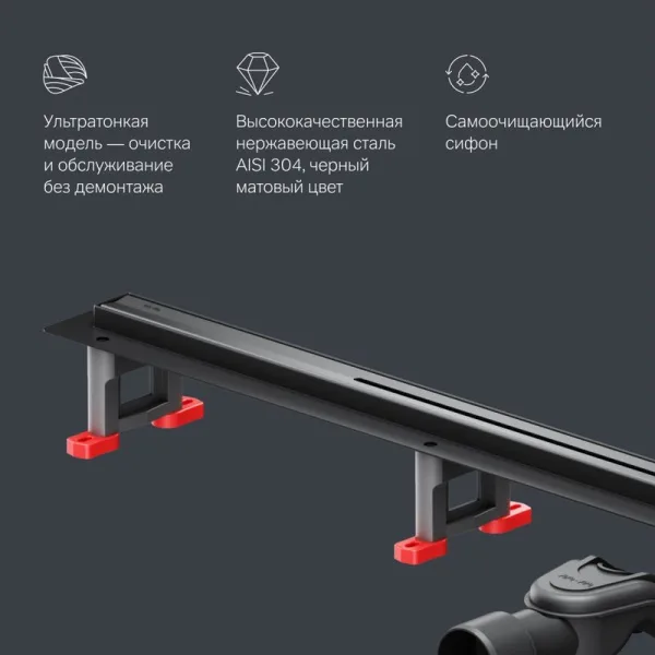 Душевой трап (лоток) AM.PM MasterFlow Slim line 100 см, черный матовый Sancos — Оригинал