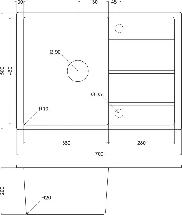 Мойка кухонная Emar Quartz EMQ-1700.Q, морион Sancos — официальный сайт