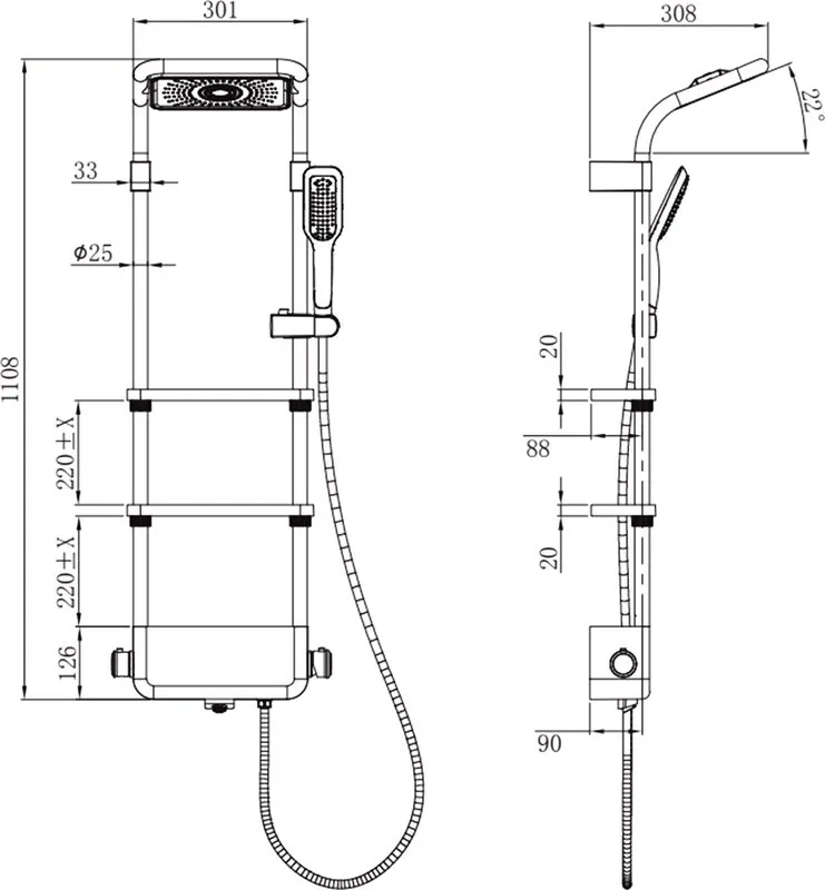 Душевая стойка AQUAme AQM8003B, черная Sancos — официальный сайт
