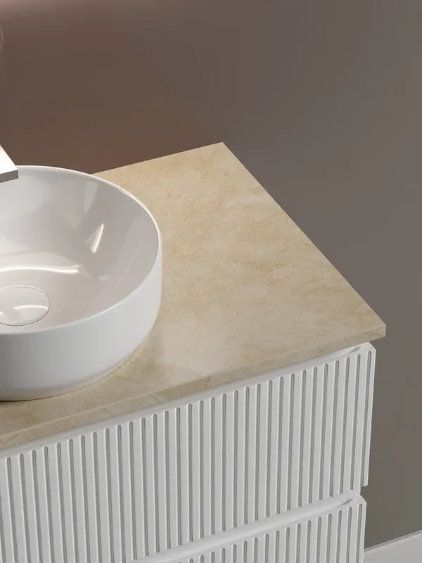 Тумба с раковиной Sancos Snob T 80 см, bianco, столешница бежевая, раковина CN6005 Sancos — официальный сайт