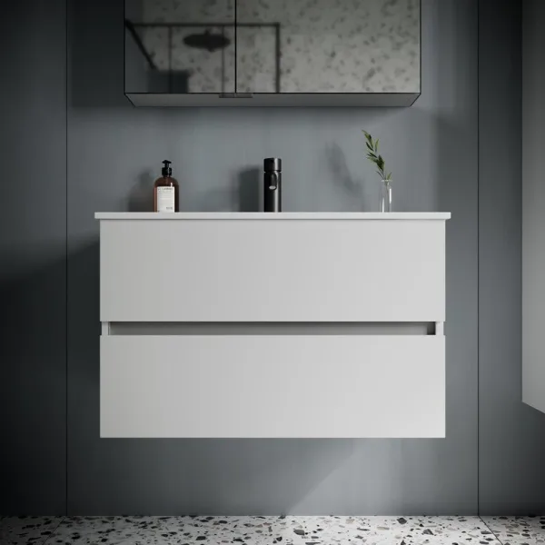 Тумба с раковиной Sancos Urban 80 см белый глянец Sancos — Оригинал