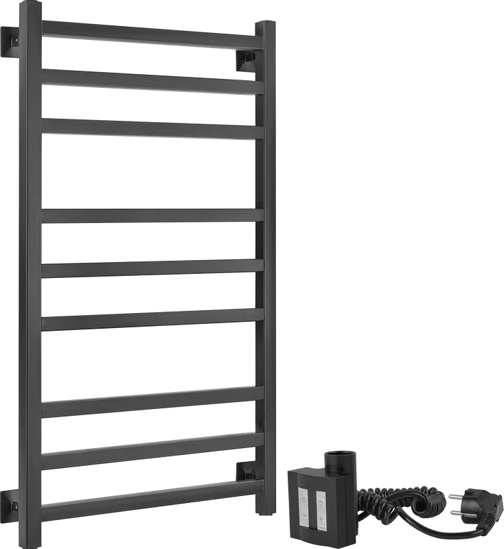 Полотенцесушитель электрический Secado Корато 3 , 100x50 ТЭН квадратный, черный матовый, R Sancos — официальный сайт