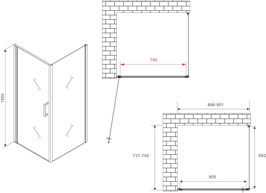 Душевой уголок Abber Sonnenstrand AG04090-S75 90x75, профиль хром, стекло прозрачное Sancos — официальный сайт