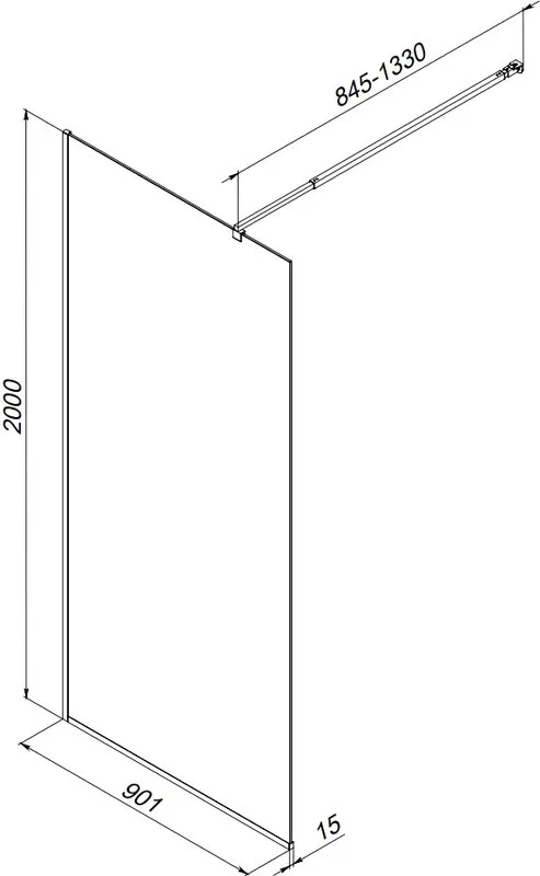 Душевая перегородка AM.PM Func W84WI-90-F1-MTE 90x200, профиль хром, стекло прозрачное Sancos — официальный сайт