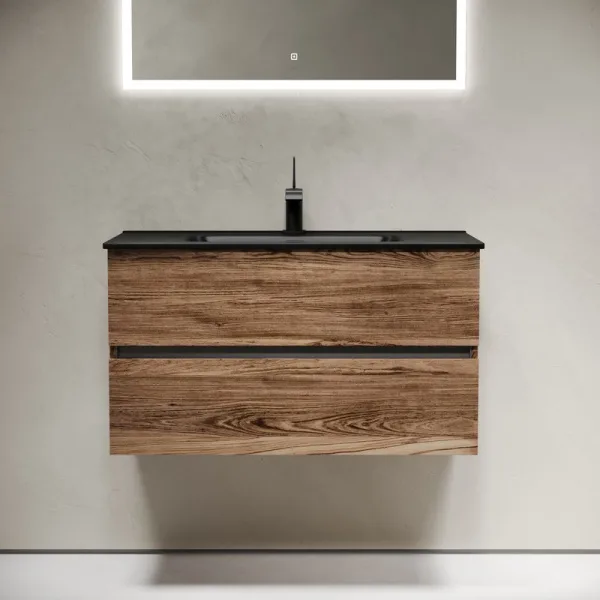 Тумба с раковиной Sancos Urban 90 дуб чарльстон, черная раковина CN7002MB Sancos — Оригинал