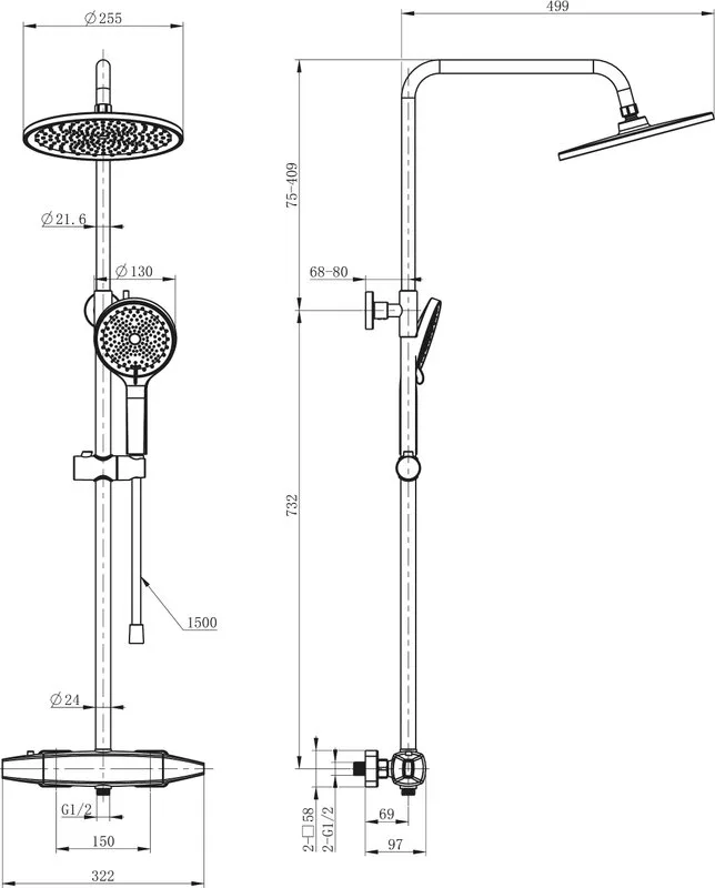 Душевая стойка Wonzon & Woghand NEO WW-B3035-A1-CR, хром Sancos — официальный сайт