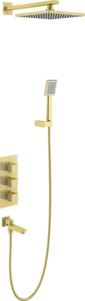 Душевой комплект Timo Tetra-Thermo SX-0199/17SM, С ВНУТРЕННЕЙ ЧАСТЬЮ, с термостатом, золото Sancos — Оригинал