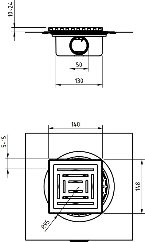 Душевой трап Berges Zentrum Antik 090365, 15x15 см, матовый хром Sancos — официальный сайт