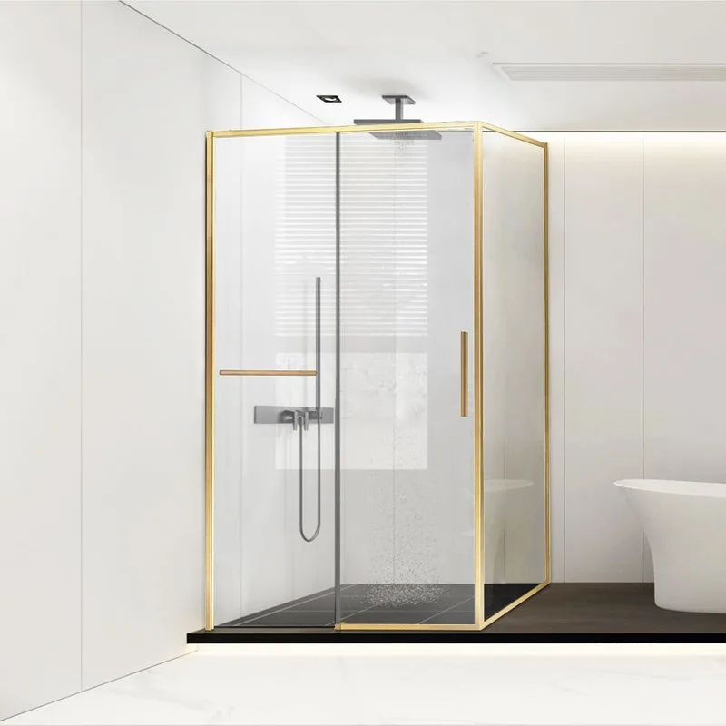 Душевой уголок Vincea Slim Soft VSR-1SS1011CLG 110х100, профиль брашированное золото, стекло прозрач Sancos — официальный сайт
