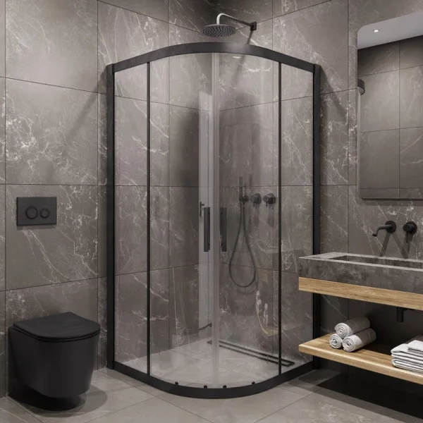 Душевой уголок Timo TPSS-90/03C-8 90x90 см, профиль черный, стекло прозрачное Sancos — Оригинал