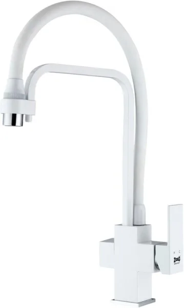 Смеситель для кухни Zorg Sanitary ZR 341-8 YF White с гибким изливом Sancos — Оригинал
