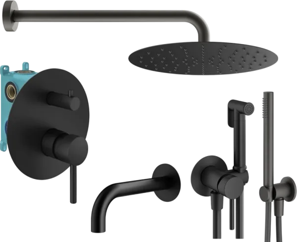 Комплект для ванной Plumberia Selection Ixo KITZXO19NO60 С ВНУТРЕННЕЙ ЧАСТЬЮ, черный матовый Sancos — Оригинал