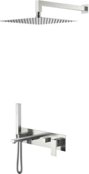 Душевой комплект Boheme Qubic 474-NB, С ВНУТРЕННЕЙ ЧАСТЬЮ, brushed nickel Sancos — Оригинал