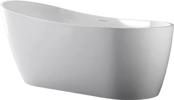 Акриловая ванна Abber AB9353-1.3 130x70 см, отдельностоящая, белая, овальная, с каркасом, со сливом- Sancos — Оригинал