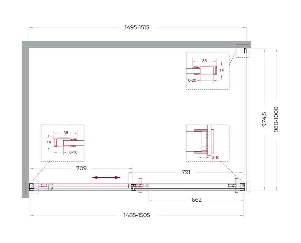 Душевой уголок BelBagno Soft Close-1 AH-1-150/100-C-GM профиль оружейная сталь Sancos — официальный сайт