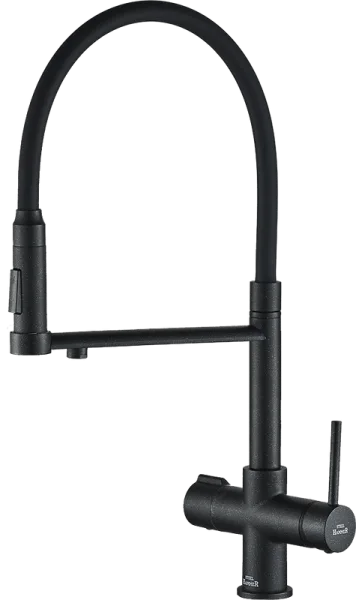 Смеситель для кухни Steel Hammer SH 2003 BLACK черный, с гибким изливом Sancos — Оригинал