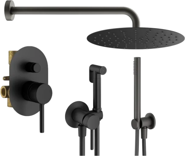 Комплект для ванной Plumberia Selection Ixo KITZXO15NO С ВНУТРЕННЕЙ ЧАСТЬЮ, черный матовый Sancos — Оригинал