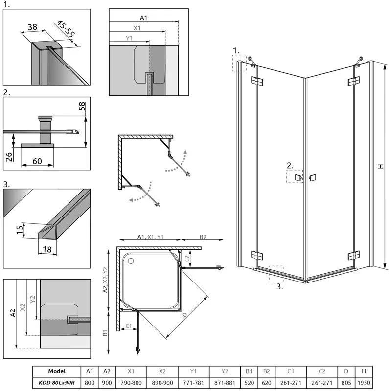 Душевой уголок Radaway Almatea KDD 80x90 Sancos — официальный сайт