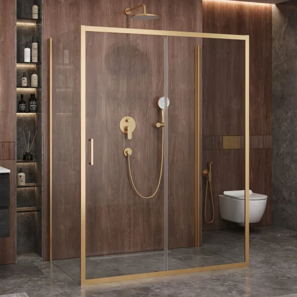 Душевой уголок Cezares Molveno AH 12 150+90 C BORO IV 150х90 см, профиль брашированное золото, стекл Sancos — Оригинал