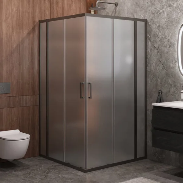 Душевой уголок Cezares Molveno A 22 90+20 P GM 110х110 см, профиль оружейная сталь, стекло рифленое Sancos — Оригинал