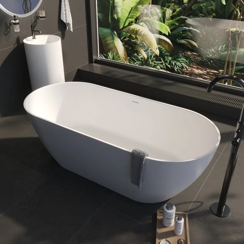 Ванна из искусственного камня WHITECROSS Tawna 180x80 см, отдельностоящая, матовая белая, овальная,  Sancos — официальный сайт