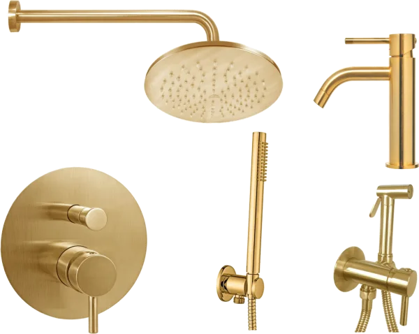 Комплект для ванной Paffoni Light KITZLIG015HGSP071KING С ВНУТРЕННЕЙ ЧАСТЬЮ, верхний душ 30 см, медо Sancos — Оригинал