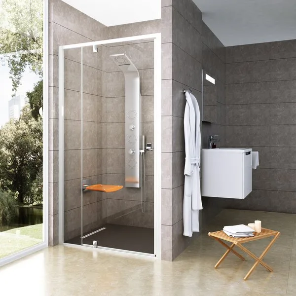Душевая дверь в нишу Ravak Pivot PDOP2-100 Transparent, профиль белый Sancos — Оригинал