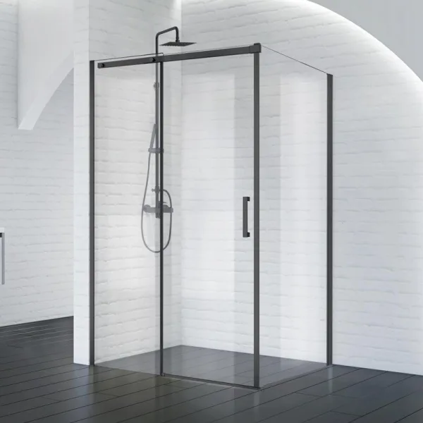 Душевой уголок BelBagno Acqua -AH-1-150/90-C-NERO профиль черный матовый Sancos — Оригинал