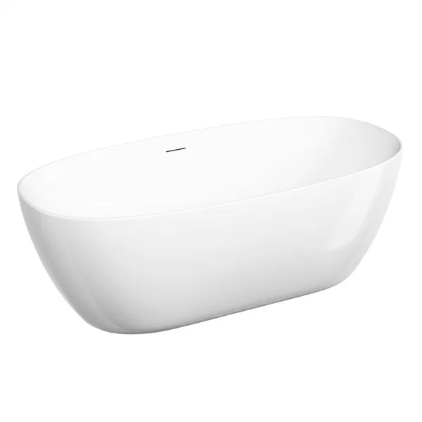Акриловая ванна Sancos Oval FB21 170x80 см, отдельностоящая, белая, с каркасом, со сливом-переливом Sancos — Оригинал