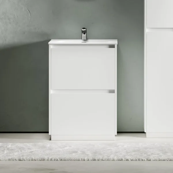 Тумба с раковиной Sancos Libra Floor 60 белый глянец, белая раковина CN7001 Sancos — Оригинал