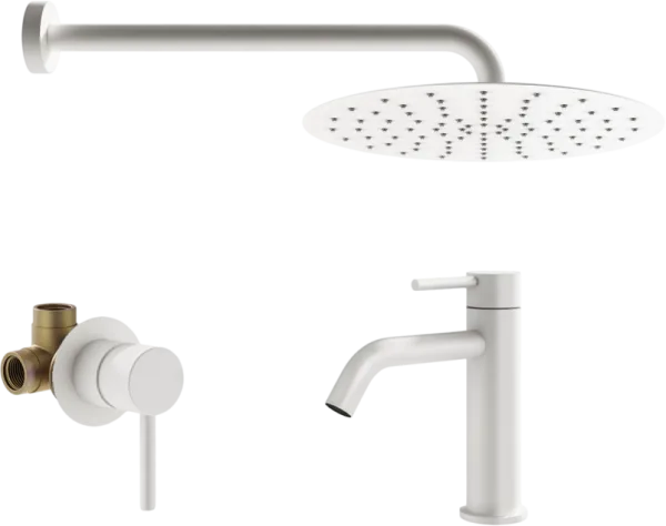 Комплект для ванной Plumberia Selection Ixo KITXO01BO53 С ВНУТРЕННЕЙ ЧАСТЬЮ, белый матовый Sancos — Оригинал