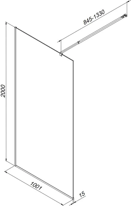 Душевая перегородка AM.PM Func W84WI-100-F1-MTE 100x200, профиль хром, стекло прозрачное Sancos — официальный сайт