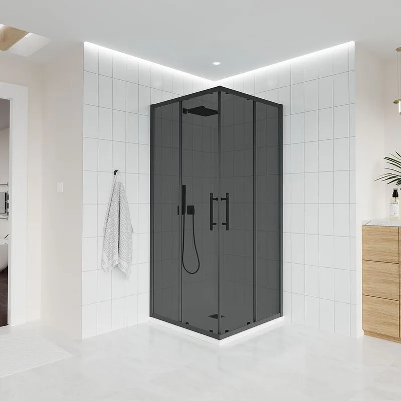 Душевой уголок Veconi Evo 300 B 80х80 см, профиль матовый черный, стекло тонированное матовое Sancos — официальный сайт
