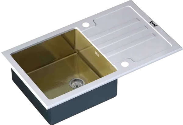 Мойка кухонная Zorg Inox Glass GL-7851-WHITE-BRONZE белое стекло Sancos — Оригинал