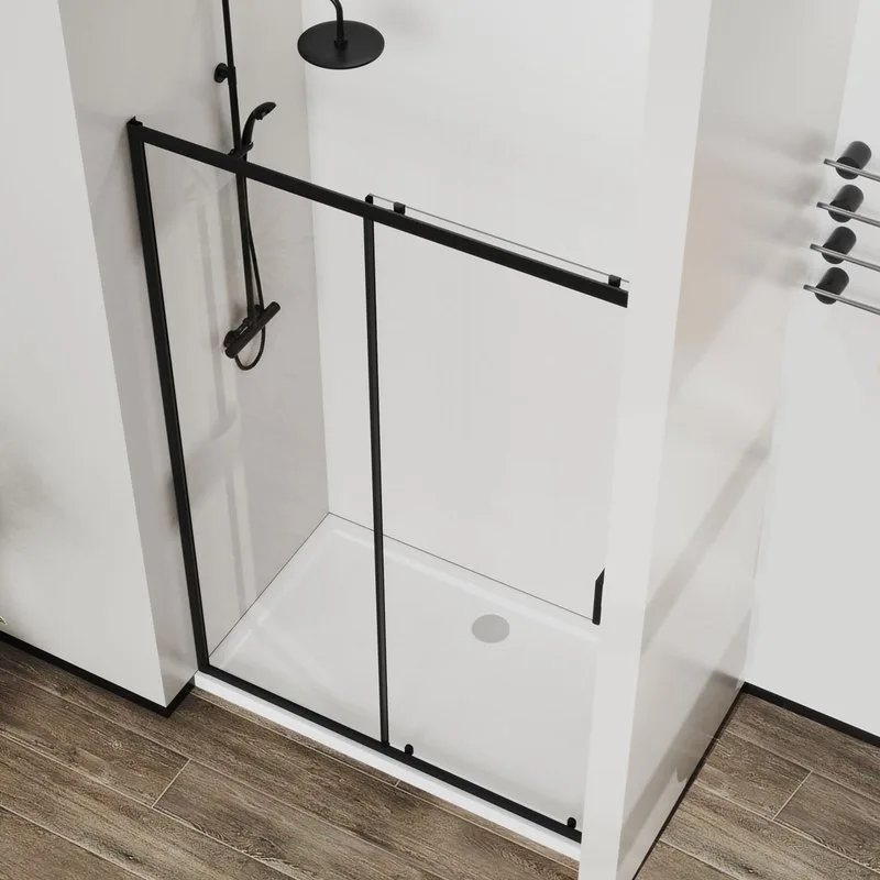 Душевая дверь в нишу Vincea City VDS-5CT150CLB 150 см, профиль черный матовый, стекло прозрачное Sancos — официальный сайт