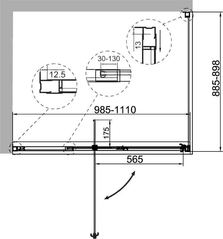 Душевой уголок Cezares Variante AH-1 100/110-90 C Cr Sancos — официальный сайт