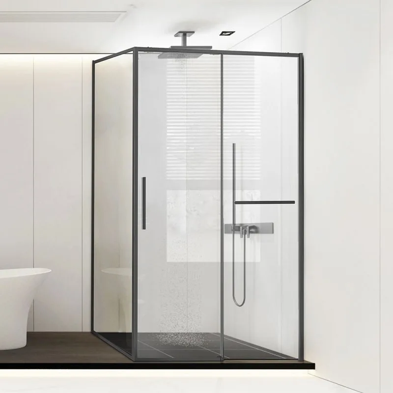 Душевой уголок Vincea Slim Soft VSR-1SS9012CLGM 120x90, профиль вороненая сталь, стекло прозрачное Sancos — официальный сайт