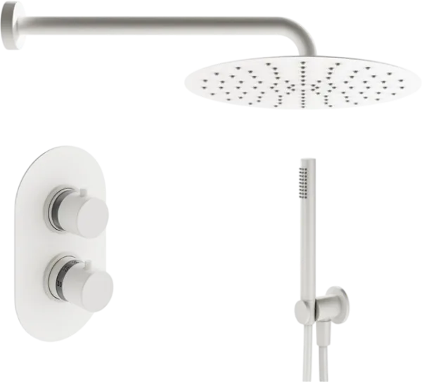 Душевой комплект Plumberia Selection Ixo KITXOT18BO, С ВНУТРЕННЕЙ ЧАСТЬЮ, белый матовый Sancos — Оригинал