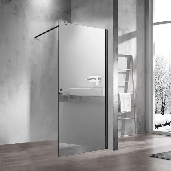 Душевая перегородка Vincea Walk-in VSW-1H900MRB 90 см, профиль матовый чёрный, стекло зеркальное Sancos — Оригинал