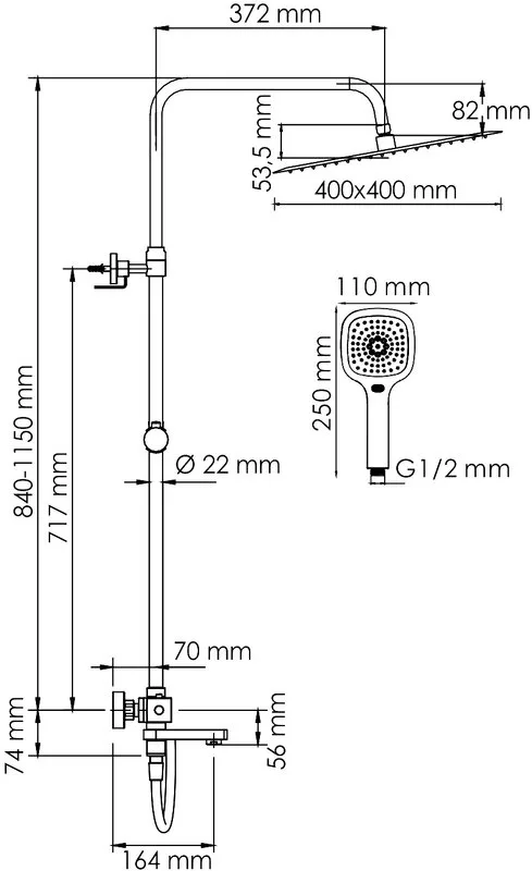 Душевая стойка Wasserkraft Aller A199.119.065.087.CH Thermo, с термостатом, хром Sancos — официальный сайт