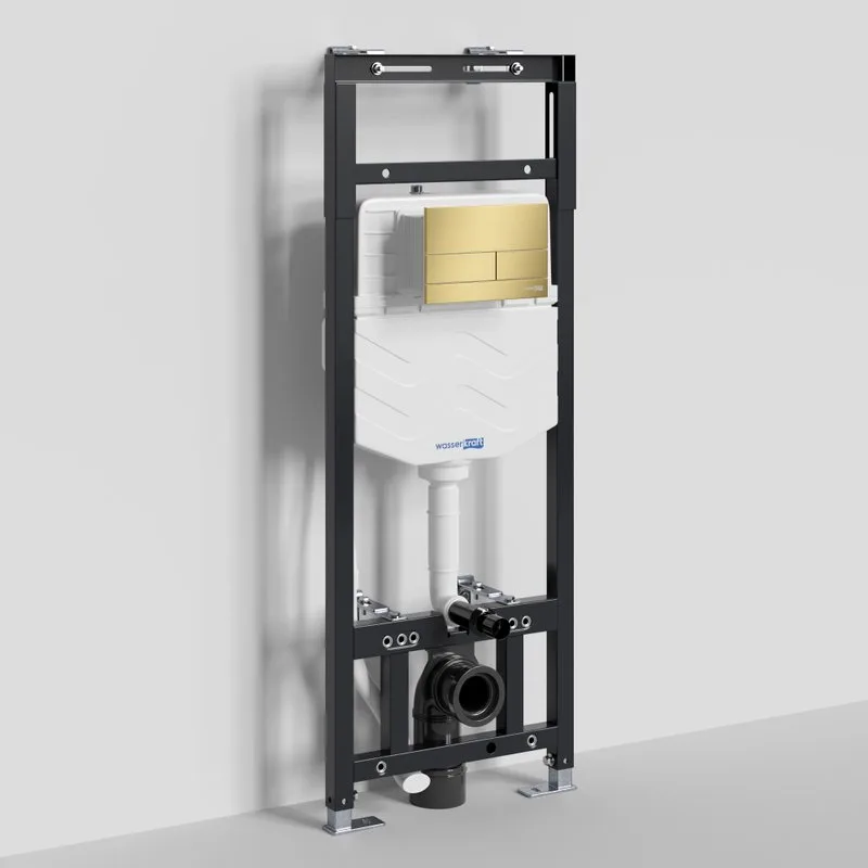 Система инсталляции для унитазов Wasserkraft Alme 15TLT.010.ME.MG04, с кнопкой смыва матовое золото Sancos — официальный сайт
