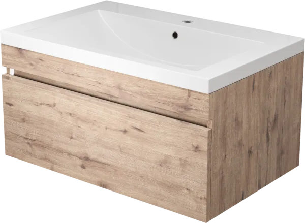 Тумба под раковину без столешницы Uperwood Eva 75 подвесная, 1 ящик, крафт табачный Sancos — Оригинал