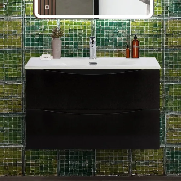 Тумба под раковину без столешницы BelBagno Marino-cer-n 80 подвесная, nero lucido Sancos — Оригинал