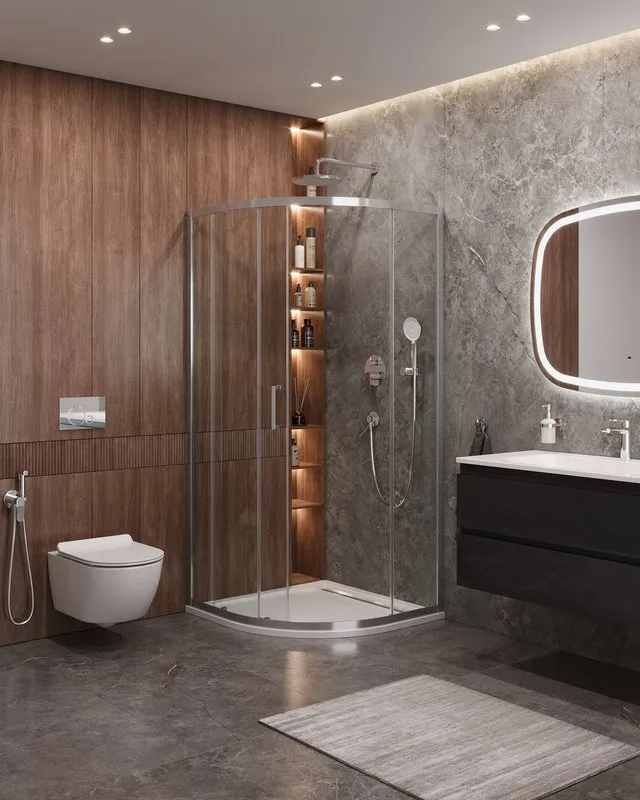 Душевой уголок Cezares Molveno R 1 100 C Cr IV стекло прозрачное Sancos — официальный сайт