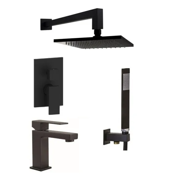 Комплект для ванной Paffoni Light KITEL018NO071 С ВНУТРЕННЕЙ ЧАСТЬЮ, черный матовый Sancos — Оригинал